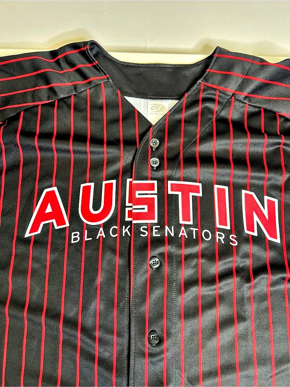OT Sports Austin Black Senators Negro Leagues Baseball Jersey Black & Red Large - Picture 5 of 7